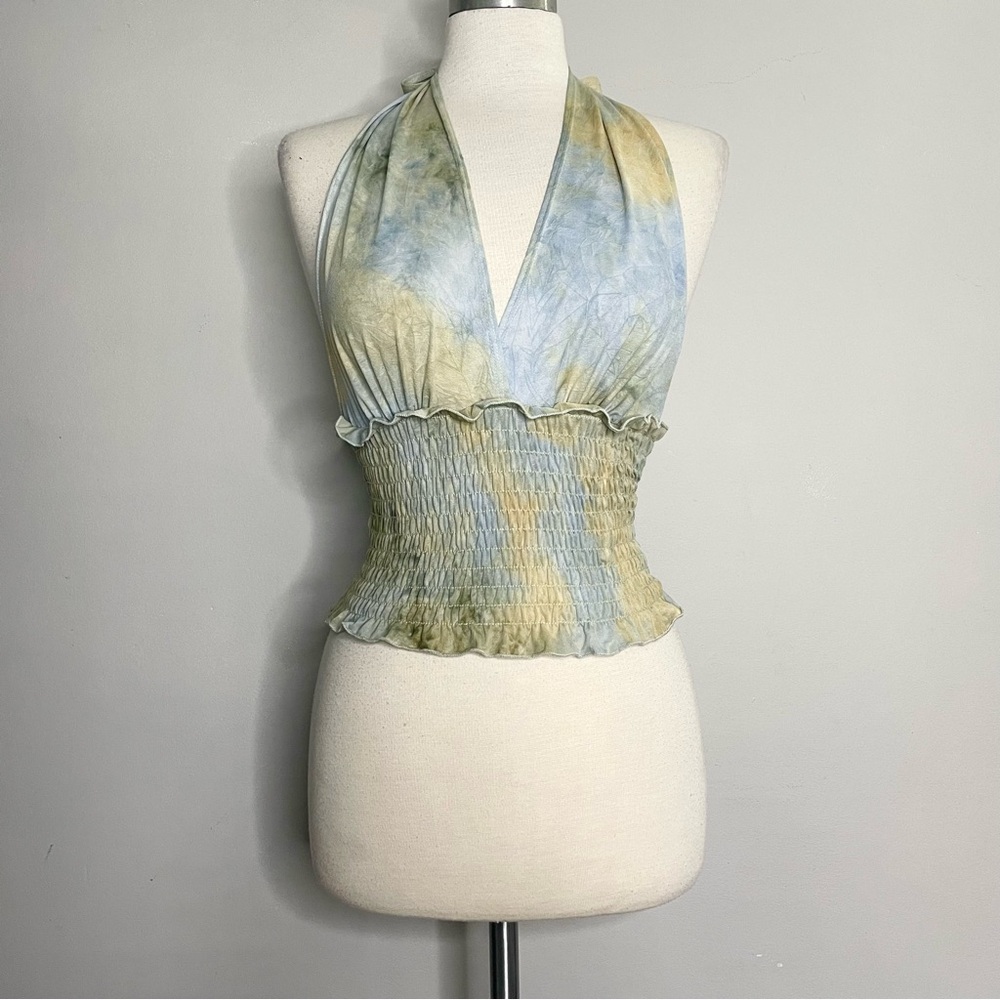BOUBOU Pastel Tie Dye Halter Top Blue